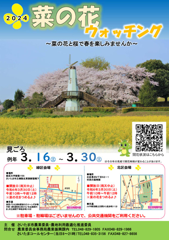 開放された菜の花畑で春を感じよう さいたま市緑区・北区にて「2024